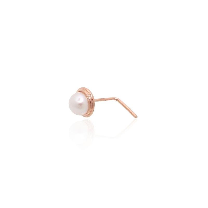 Gold piercing for nose, Red Gold 585°, Fresh-water Pearl