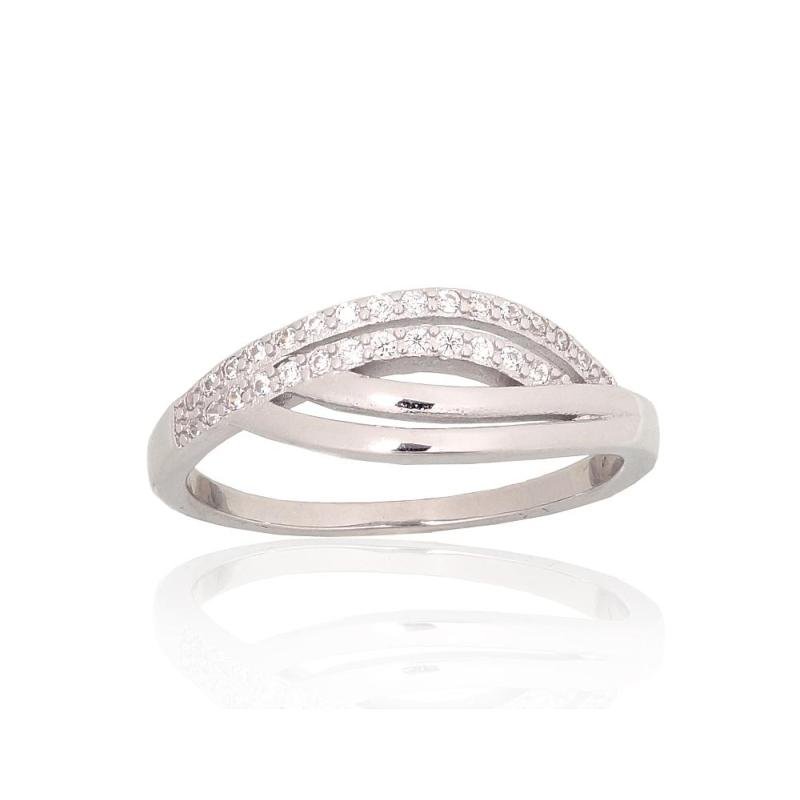 Silver ring, Silver 925°, Rhodium (Plating), Zirkons