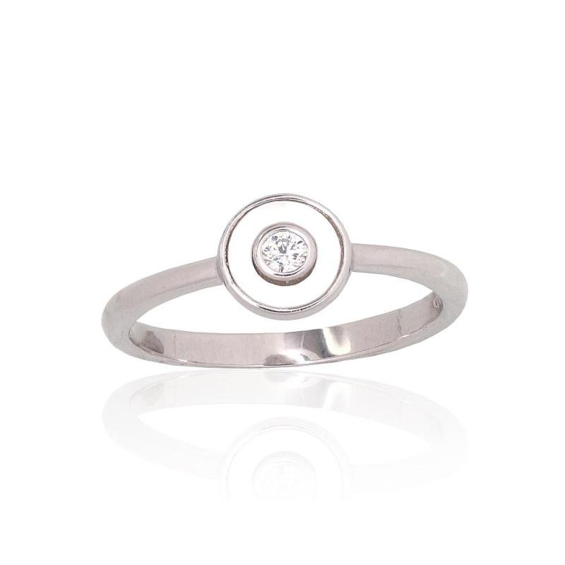 Silver ring, Silver 925°, Rhodium (Plating), Zirkons, Mother-of-pearl