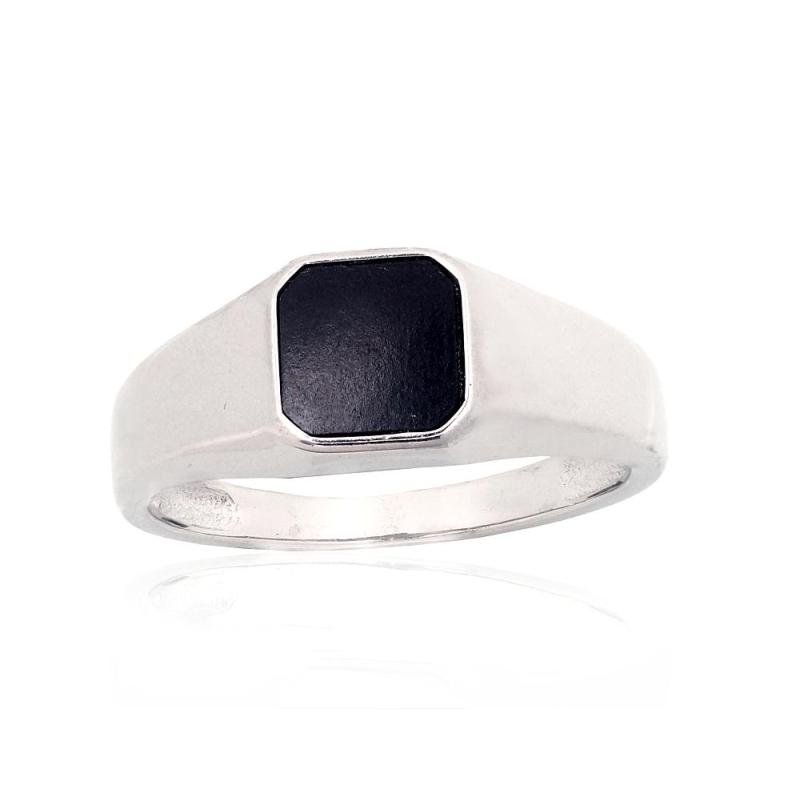 Серебряное кольцо, Серебро 925°, родий (покрытие), Оникс