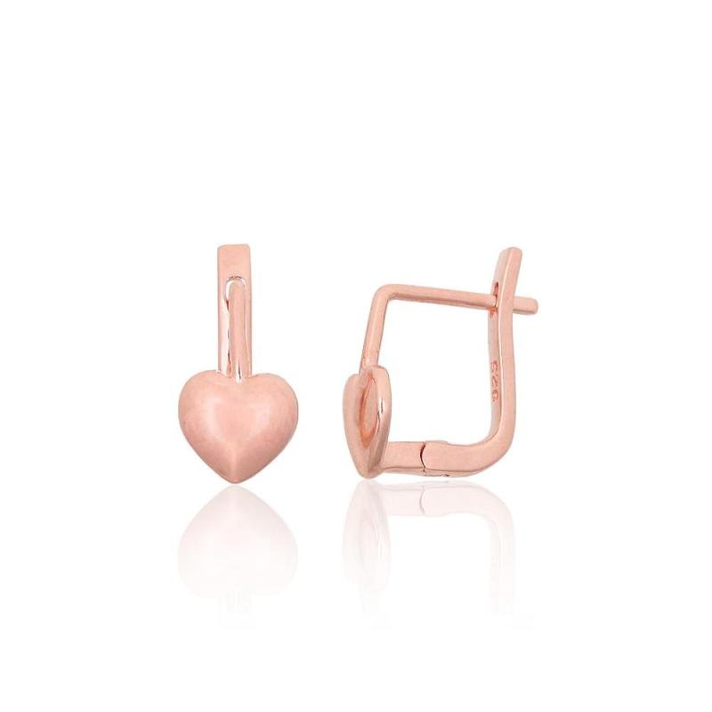 Silver earrings with 'english' lock, Silver 925°, red gold (Plating)