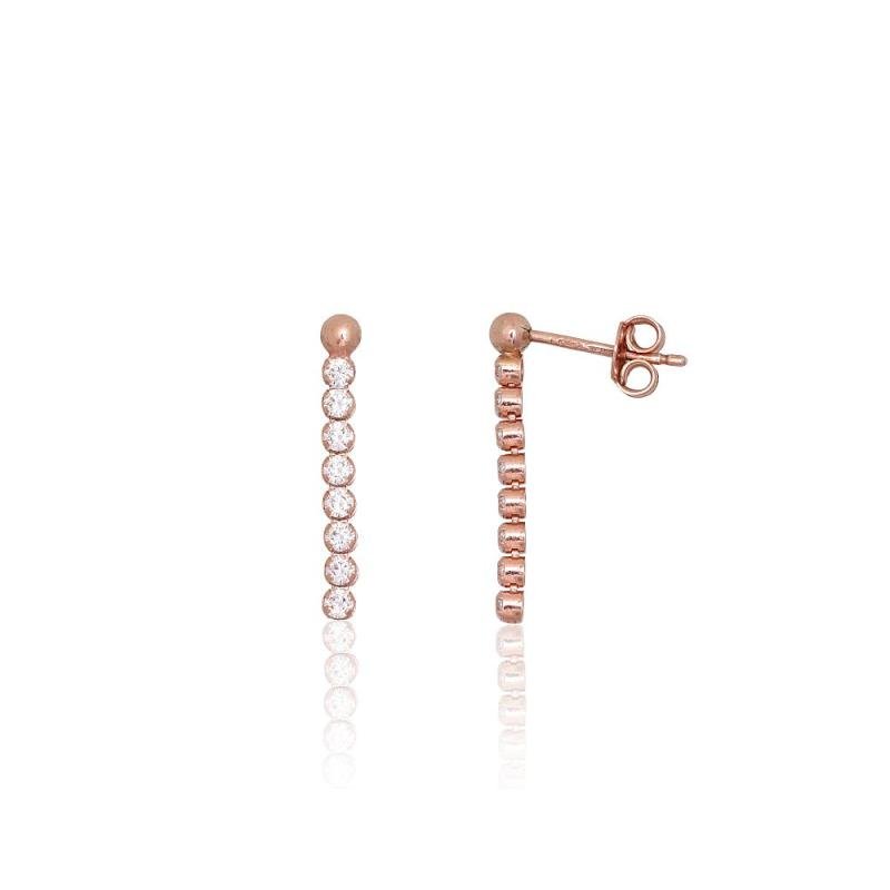 Silver stud earrings, Silver 925°, red gold (Plating), Zirkons