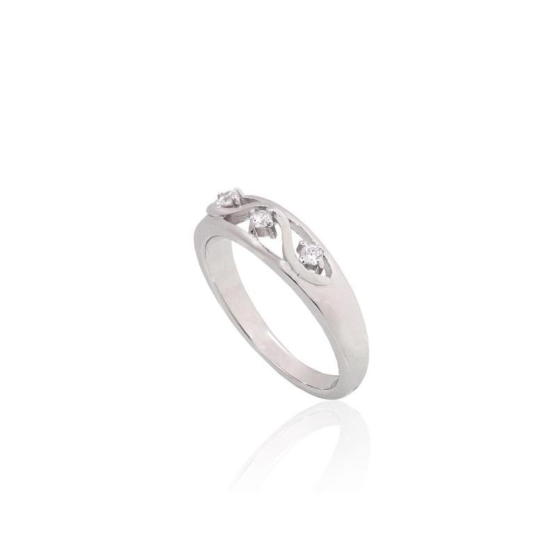 Silver ring, Silver 925°, Rhodium (Plating), Zirkons