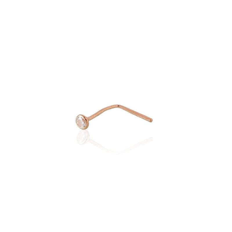 Gold piercing for nose, Red Gold 585°, Zirkons