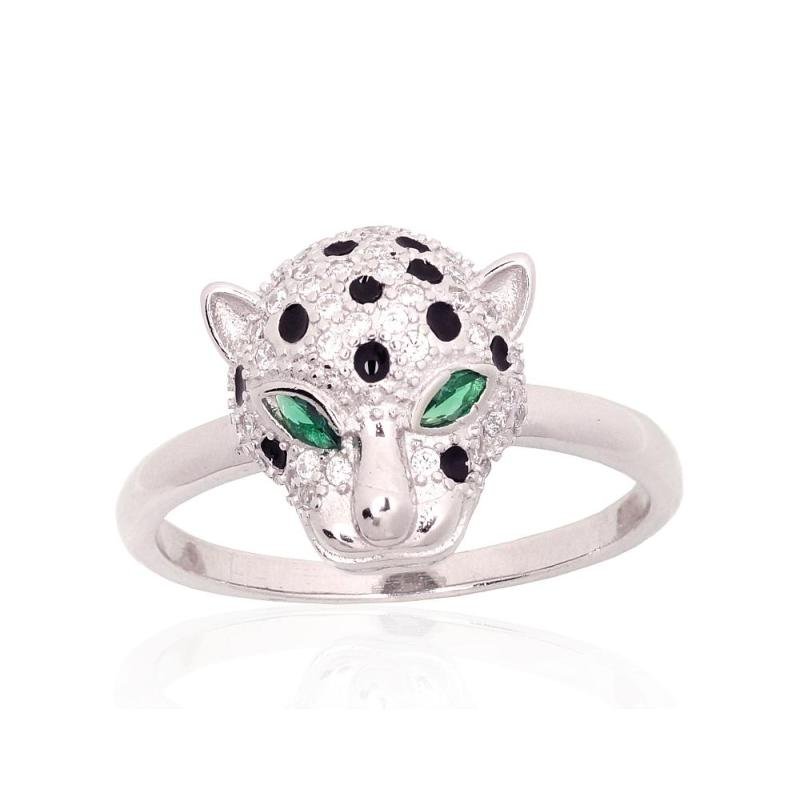 Silver ring, Silver 925°, Rhodium (Plating), Zirkons, Jewelery enamel