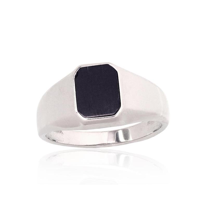 Серебряное кольцо, Серебро 925°, родий (покрытие), Оникс