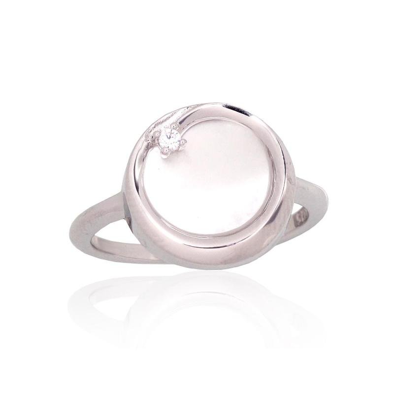 Silver ring, Silver 925°, Rhodium (Plating), Zirkons, Mother-of-pearl