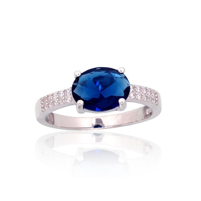 Silver ring, Silver 925°, Rhodium (Plating), Zirkons