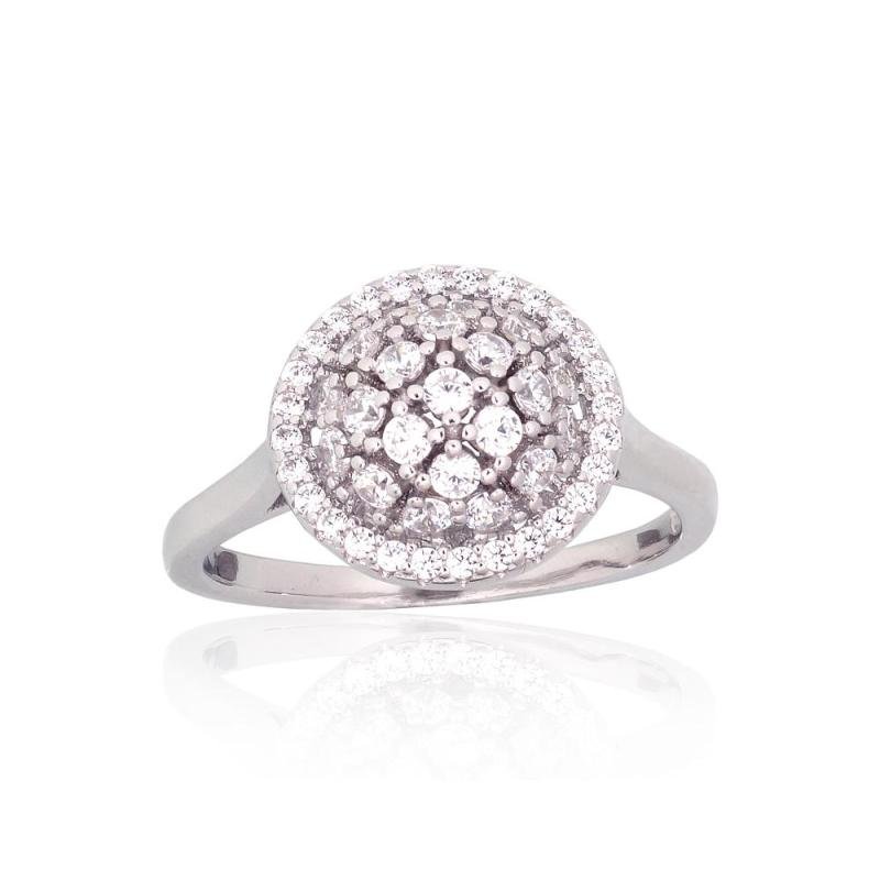 Silver ring, Silver 925°, Rhodium (Plating), Zirkons