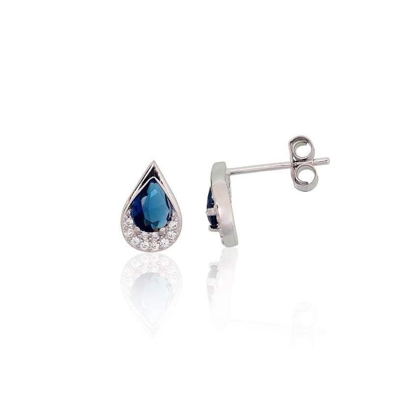 Silver stud earrings, Silver 925°, Rhodium (Plating), Zirkons