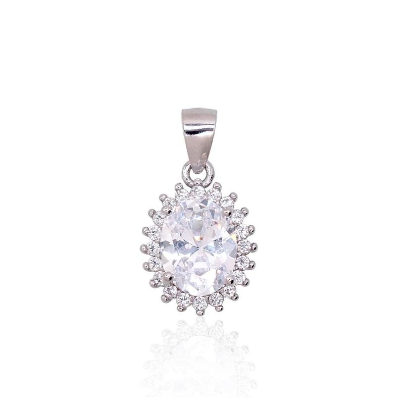 Silver pendant, Silver 925°, Rhodium (Plating), Zirkons