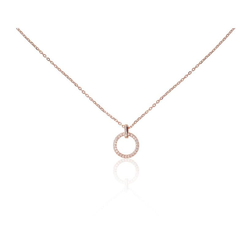 Silver necklace, Silver 925°, red gold (Plating), Zirkons