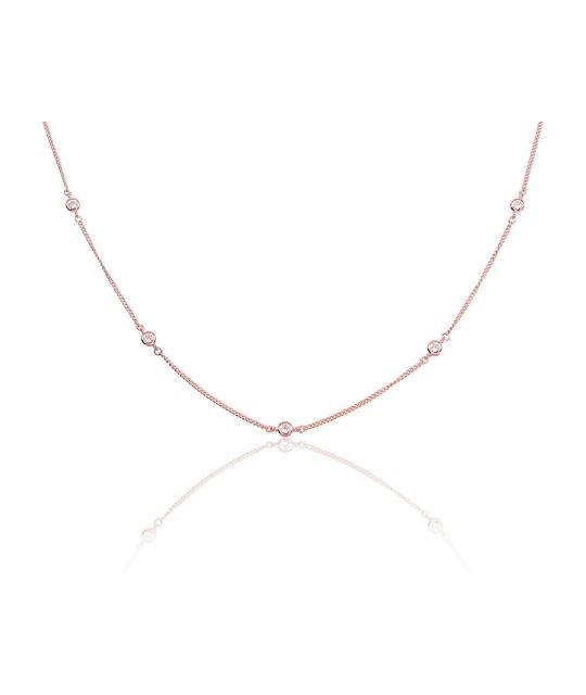 Серебряное колье, Серебро 925°, красное золото (покрытие), Цирконы