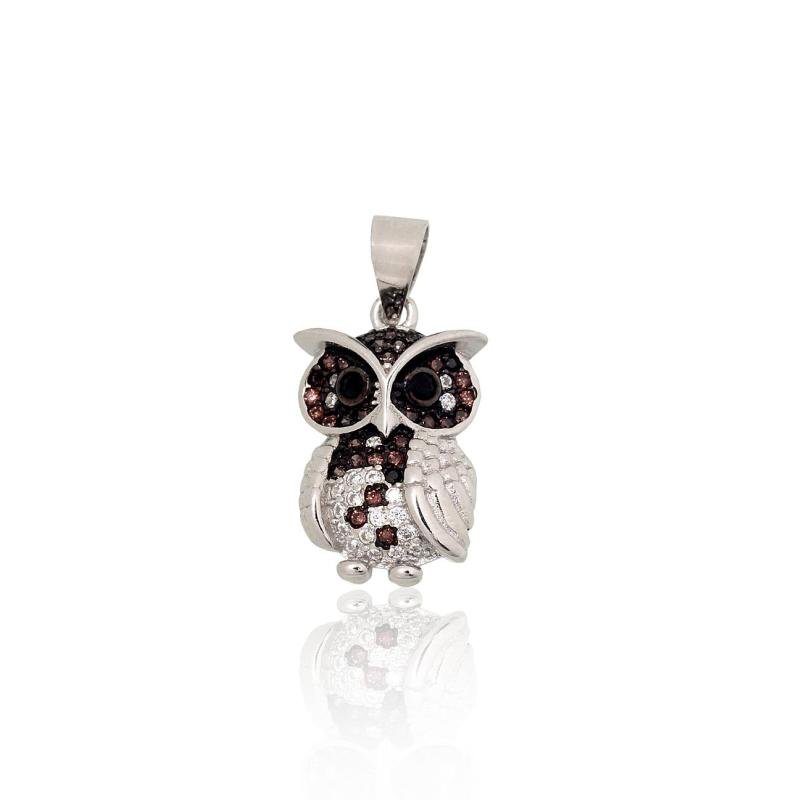 Silver pendant, Silver 925°, Rhodium (Plating), Zirkons
