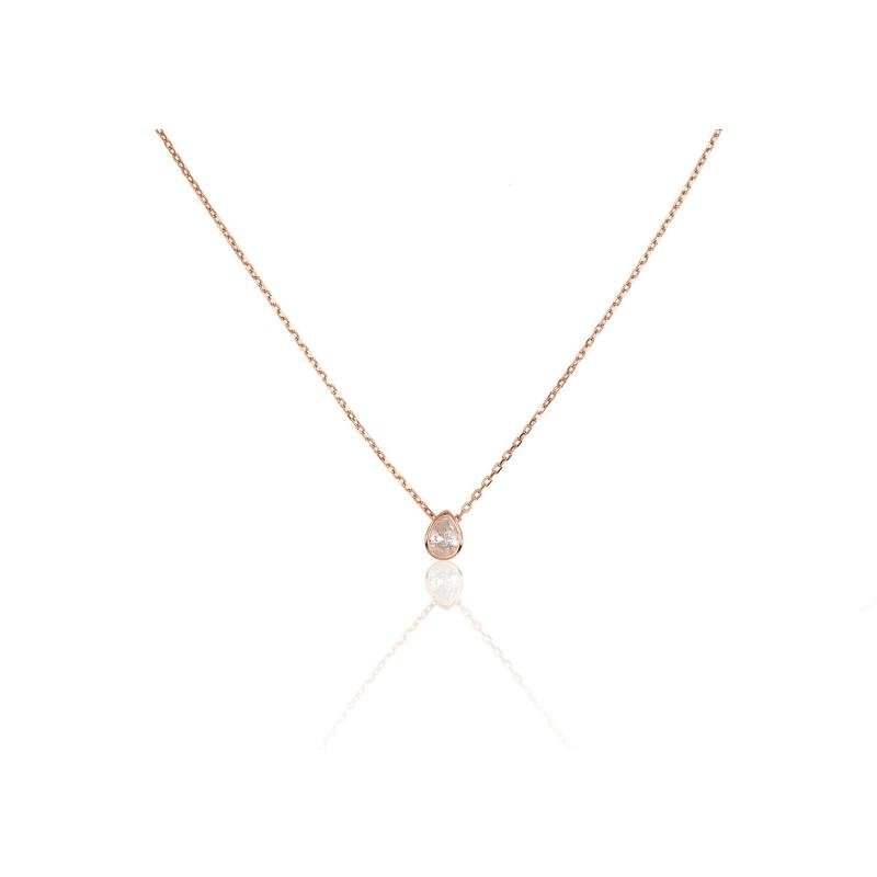 Silver necklace, Silver 925°, red gold (Plating), Zirkons