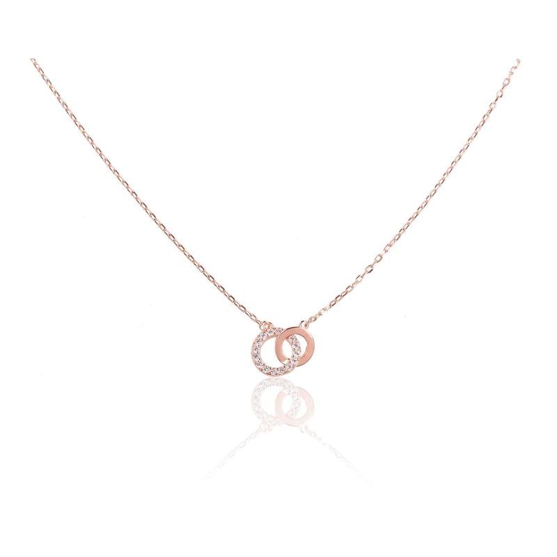 Silver necklace, Silver 925°, red gold (Plating), Zirkons