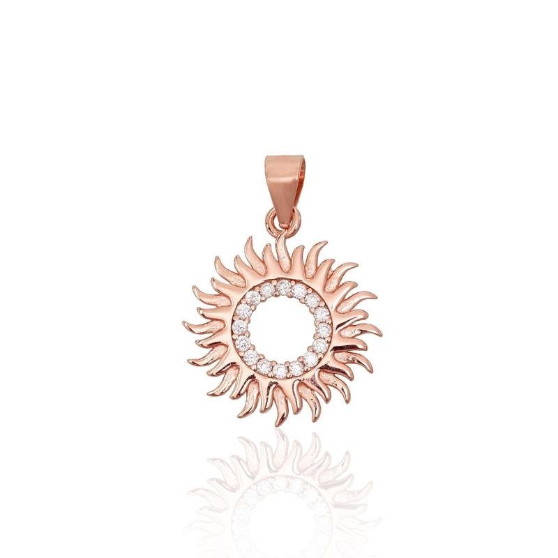 Silver pendant, Silver 925°, red gold (Plating), Zirkons