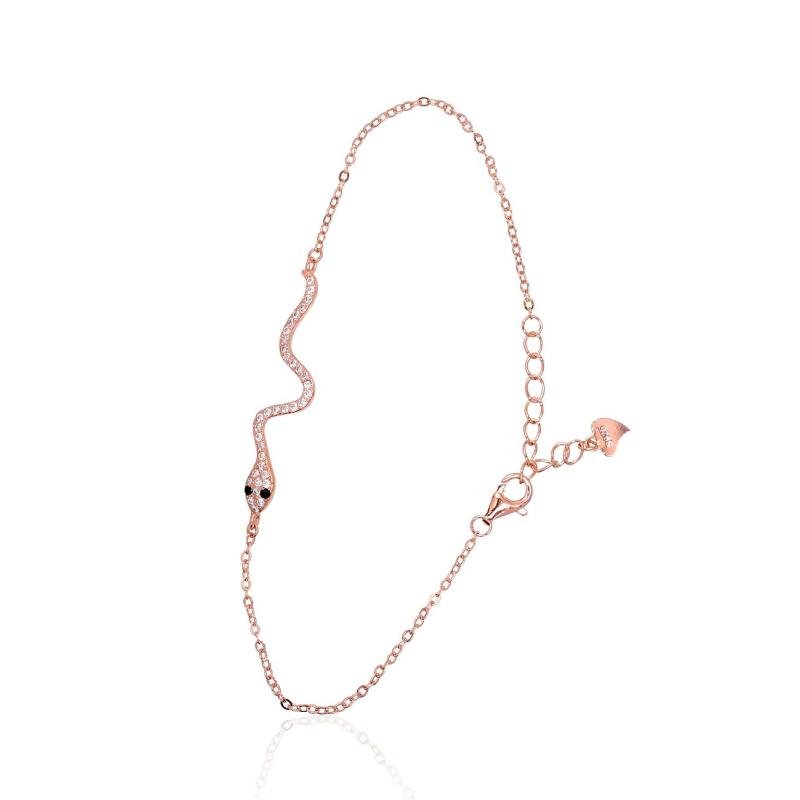 Silver bracelet, Silver 925°, red gold (Plating), Zirkons