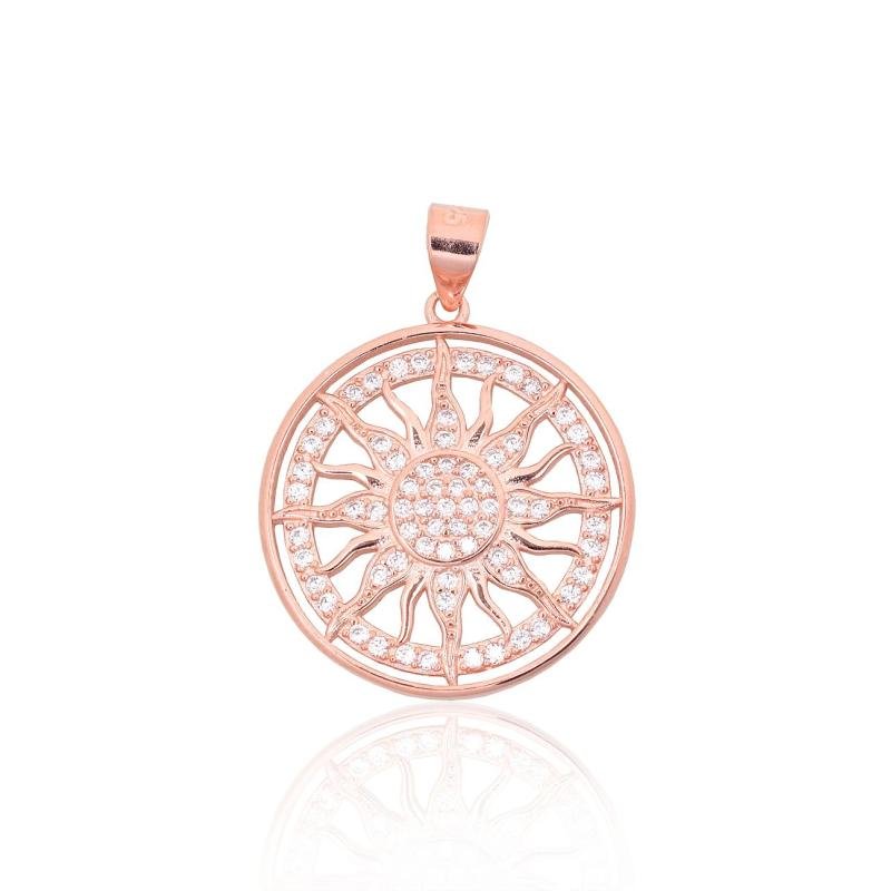 Silver pendant, Silver 925°, red gold (Plating), Zirkons