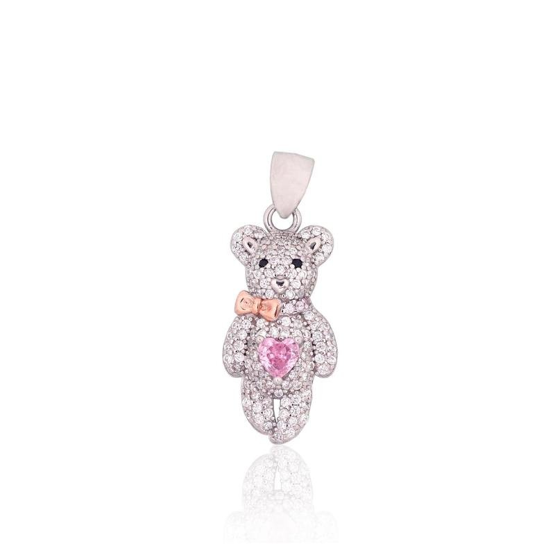 Silver pendant, Silver 925°, red gold (Plating)/, Rhodium (Plating), Zirkons