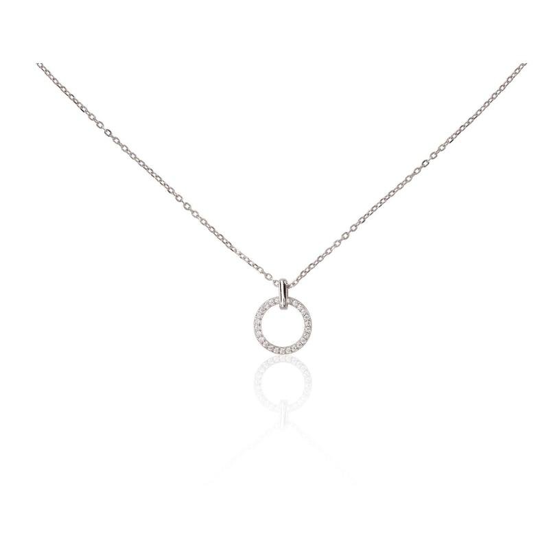 Серебряное колье, Серебро 925°, родий (покрытие), Цирконы