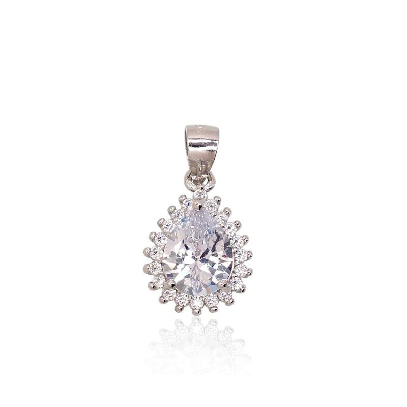 Silver pendant, Silver 925°, Rhodium (Plating), Zirkons