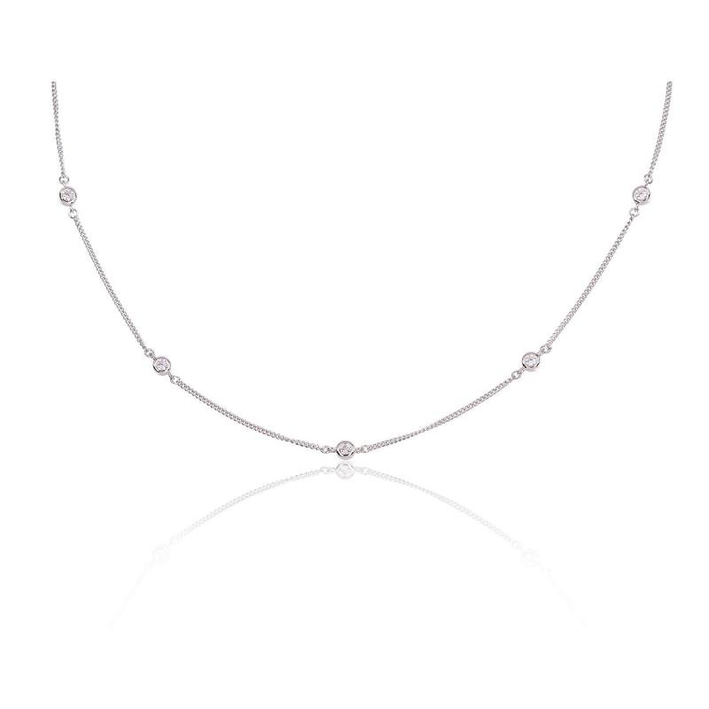 Silver necklace, Silver 925°, Rhodium (Plating), Zirkons