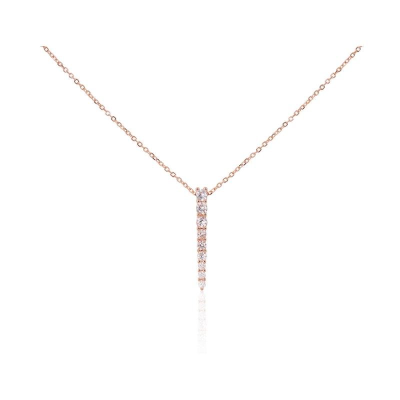 Silver necklace, Silver 925°, red gold (Plating), Zirkons