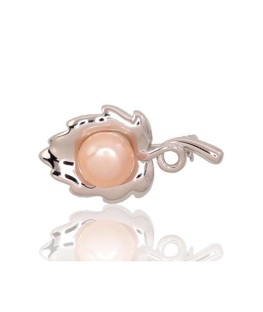 Silver brooch, Silver 925°, Rhodium (Plating), Fresh-water Pearl