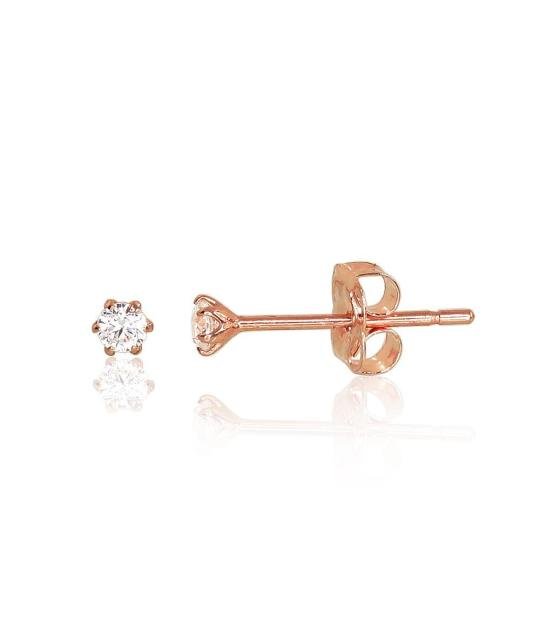 Gold classic studs earrings, Red Gold 585°, Zirkons