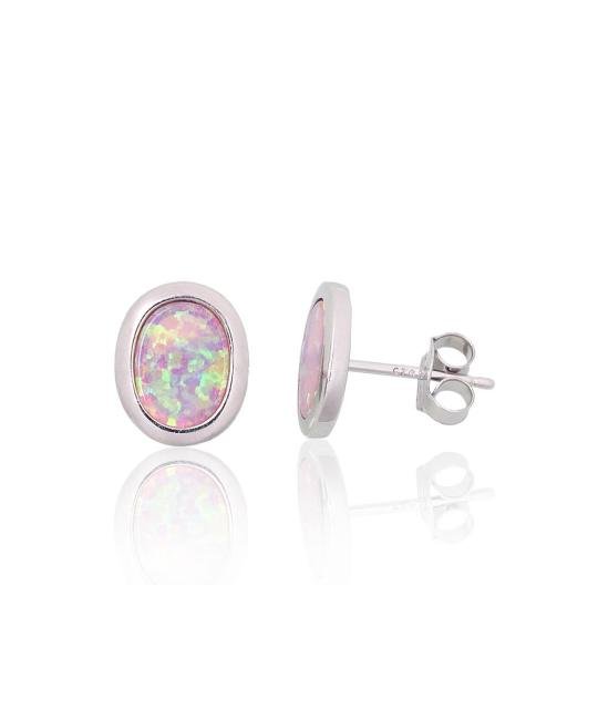 Silver stud earrings, Silver 925°, Rhodium (Plating), Opalit