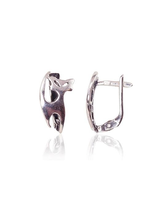 Silver earrings with 'english' lock, Silver 925°, oxide (Plating)