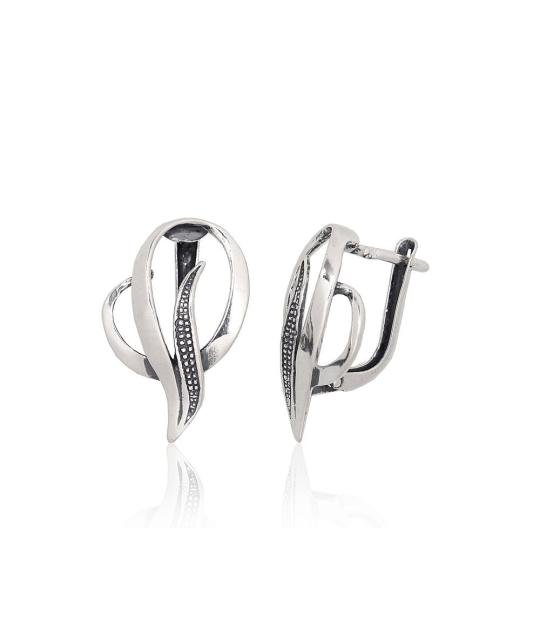 Silver earrings with 'english' lock, Silver 925°, oxide (Plating)