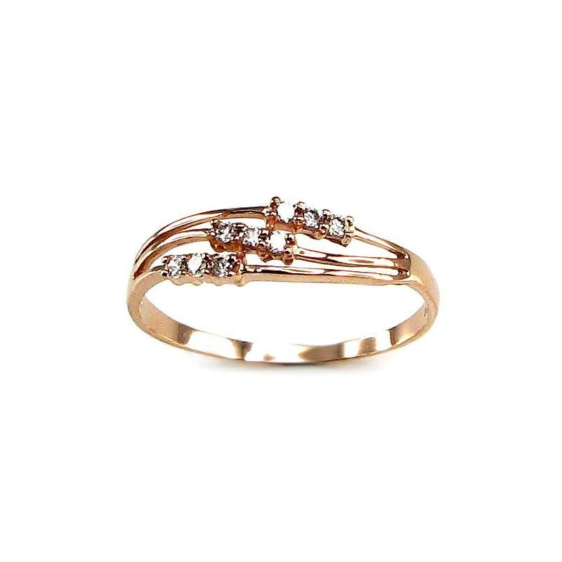 Gold ring, Red Gold 585°, Zirkons