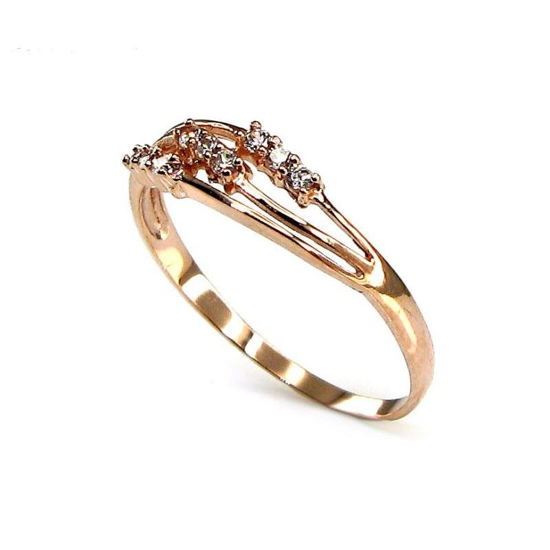 Gold ring, Red Gold 585°, Zirkons