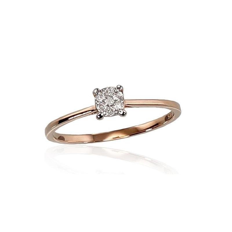 Gold ring, Red Gold 585°, Rhodium (Plating), Diamonds
