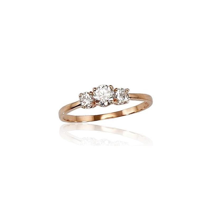 Gold ring, Red Gold 585°, Zirkons