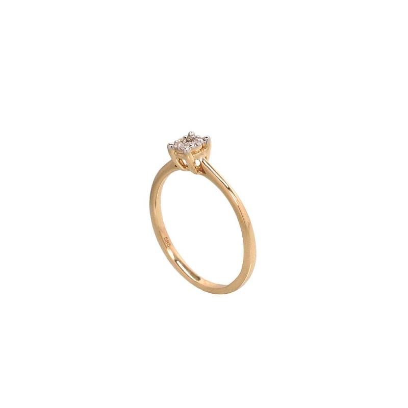 Gold ring, Yellow Gold 585°, Rhodium (Plating), Diamonds