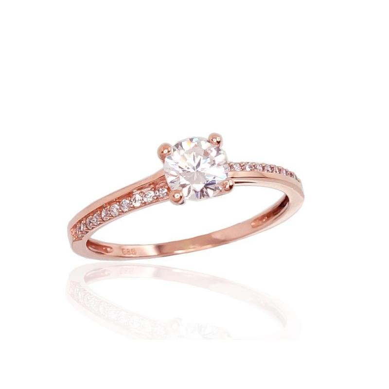 Gold ring, Red Gold 585°, Zirkons