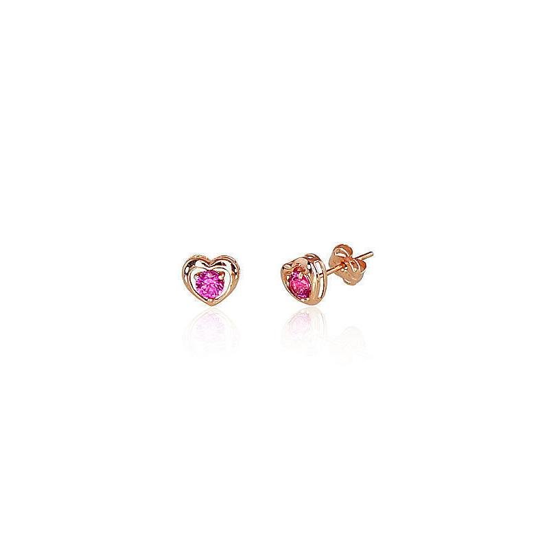 Gold classic studs earrings, Red Gold 585°, Zirkons