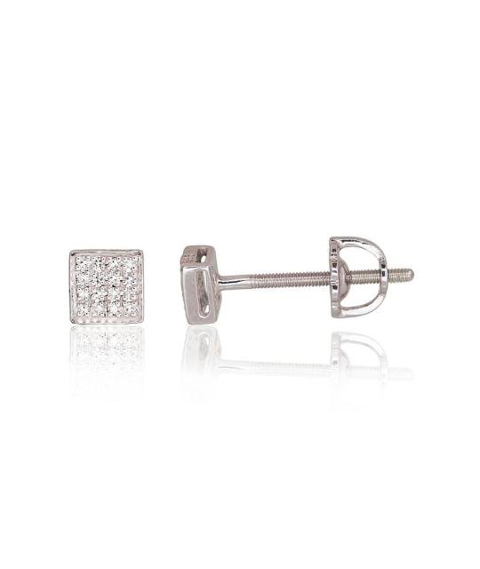 Gold screw studs earrings, White Gold 585°, Diamonds