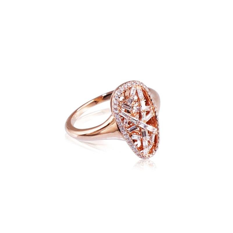 Gold ring, Red Gold 585°, Diamonds