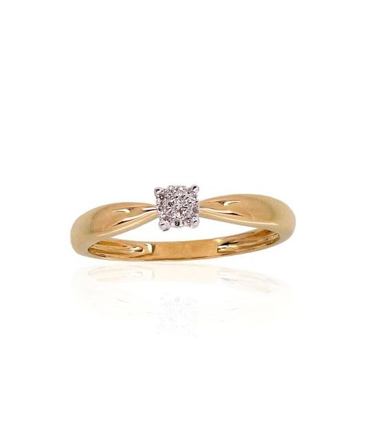 Gold ring, Yellow Gold 585°, Rhodium (Plating), Diamonds