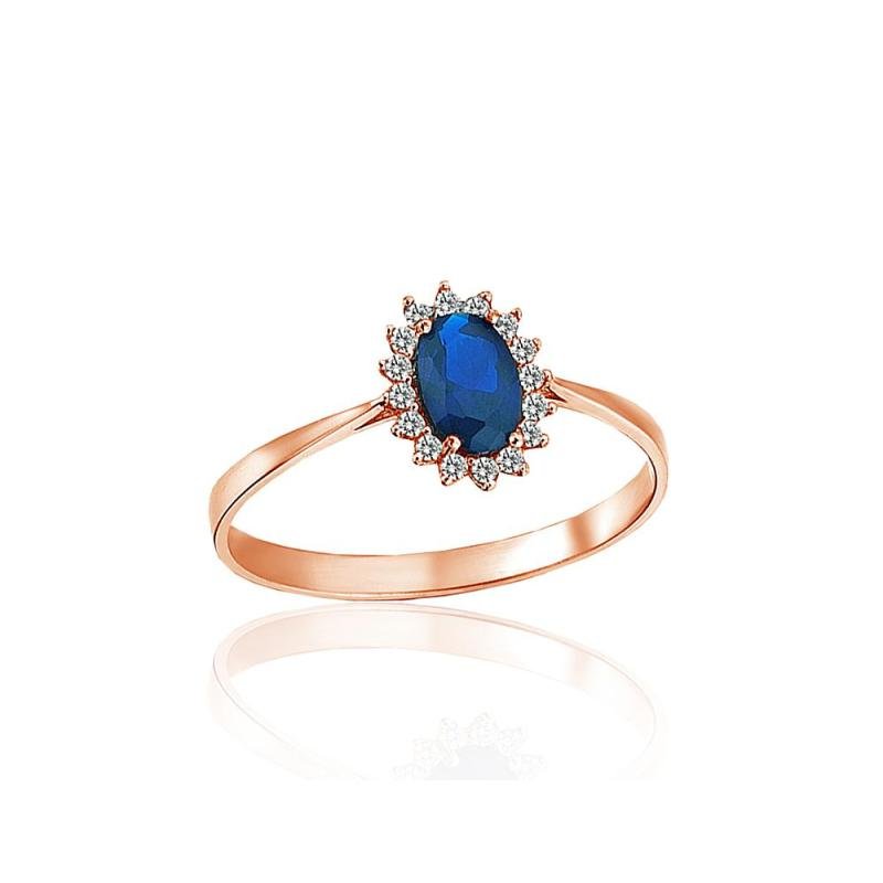 Gold ring, Red Gold 585°, Zirkons