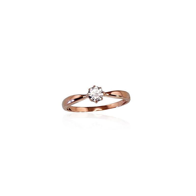 Gold ring, Red Gold 585°, Zirkons