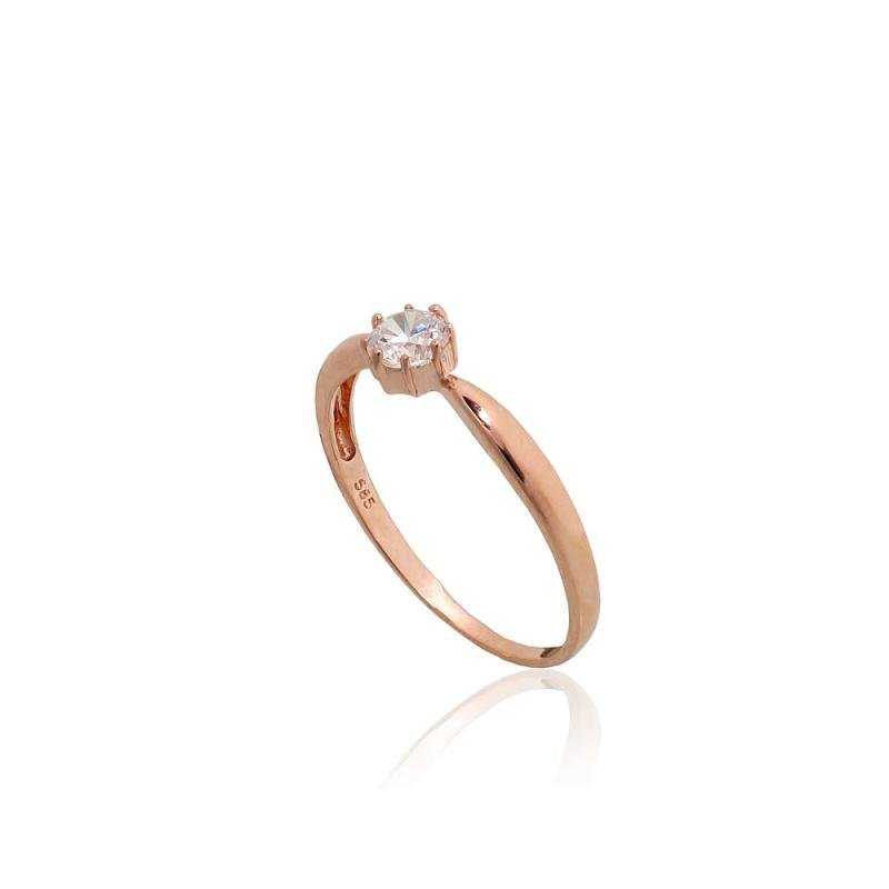 Gold ring, Red Gold 585°, Zirkons
