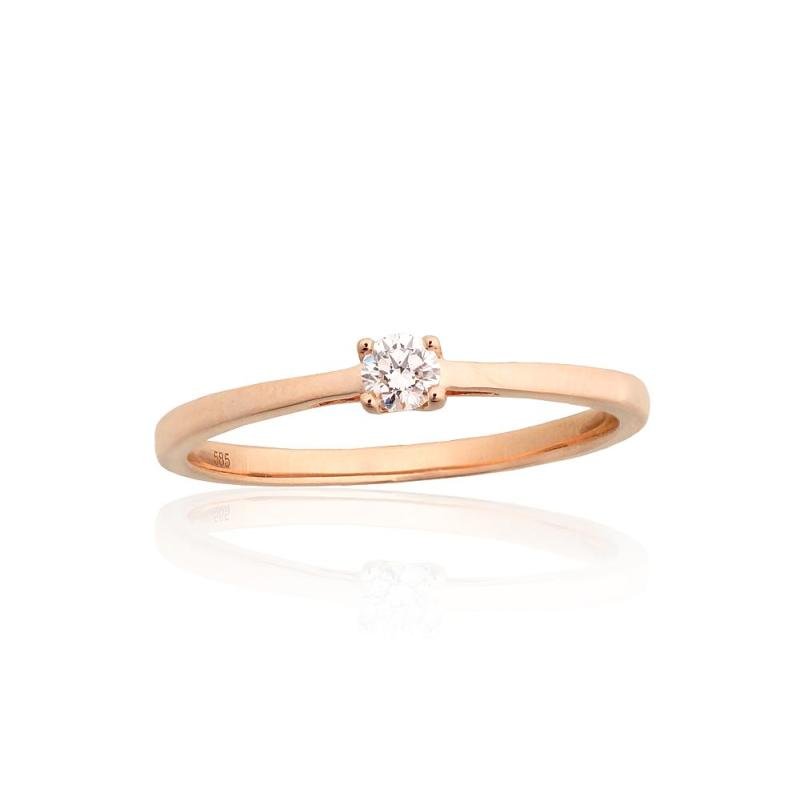 Gold ring, Red Gold 585°, Diamonds