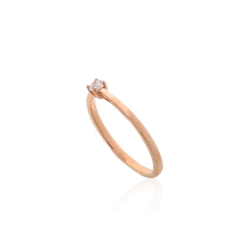 Gold ring, Red Gold 585°, Diamonds