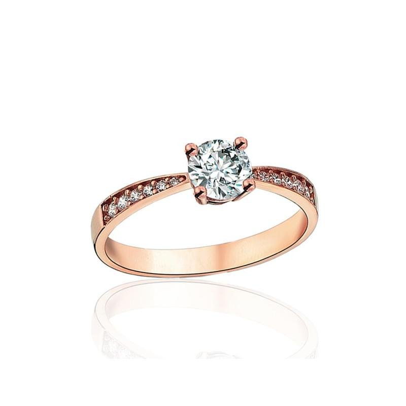 Gold ring, Red Gold 585°, Zirkons