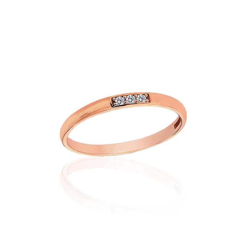 Gold ring, Red Gold 585°, Zirkons